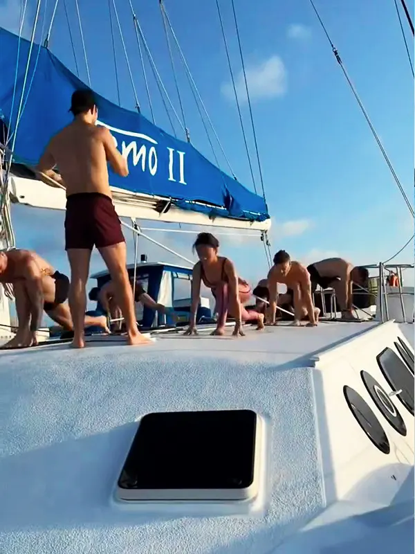 Yoga on the deck of Nemo II