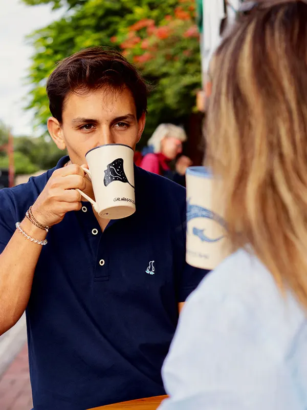 Jan Erazo enjoying coffee during the Galápagos Yoga Retreat